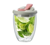 Generico Insulated Thermal Cups - Double Wall Glass Coffee Cup | Ice Milk Cups With Leakproof Lid Leakproof Hot Tea Cupss | 350ml Double Wall Clear Coffee Mug For Home, School