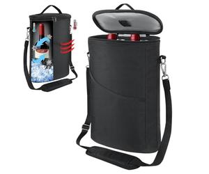 Generico Insulated Wine Tote | 2 Bottle Wine Cooler Carrier - Leakproof Pouch Carrier Chiller Bag With Adjustable Shoulder Strap And Handle For Travel Picnic Golf Adults Men Women Beer Champagne Whis