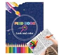 Generico Interactive Hidden Object Book - 21x28.5cm Find Color Book | Observation Skills Puzzle ActivityBook Paper - Hidden Objects Coloring Brain Training for Adults Teenagers Relaxation Focus