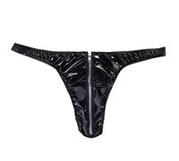 Generico Intimo Uomo Seducente Hot Perizoma Pelle Rossa Mutande Personalizzate Donna con Foto Pantaloncini in Tinta Unita da Sexy Morbida (Black, XXXXXL)