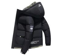 Generico Invernale Firmato da Uomo Taglie Forti Cappotto Invernale con Cappuccio in Caldo Cotone Giubbotto Bianco Invernale Giaccone 3XL Giacconi Invernali (Black, L)