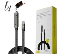 Generico Invisible Holder Charger Cable with Stand, 240W Super Fast Charging, 2-in-1 Multi Nylon Braided Charging Cable with Type C and Folding Phone Holder 5ft for Smartphones, Tablets, Laptops
