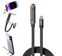 Generico Invisible Holder Charger Cable with Stand,Sideways Phone Charger,Type-C to Type-C,240W Fast Charging Cable 5 FT,Flat Foldable Durable USB-C Cord for Phone Gaming Office and Travel (1PCS)