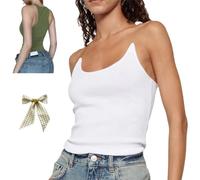 Generico Invisible Strap Tank Top,Women's Sexy Thin Clear Tank Tops,Trendy Aesthetic Ribbed Slim Fit Sleeveless Clear Strap Camisole