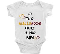 Generico Io Tifo Giallorosso Come Il Mio Papà Body Bimbo Bimba Personalizzabile Body Neonato Personalizzato Idea regalo Nascita Compleanno Natale Festa del Papà Squadra Calcio Tifosi (6-12 Mesi)
