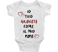 Generico Io Tifo Granata Come Il Mio Papà Body Bimbo Bimba Personalizzabile Body Neonato Personalizzato Idea regalo Nascita Compleanno Natale Festa del Papà Squadra Calcio Tifosi (0-6 Mesi)