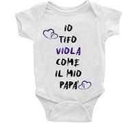 Generico Io Tifo Viola Come Il Mio Papà Body Bimbo Bimba Personalizzabile Body Neonato Personalizzato Idea regalo Nascita Compleanno Natale Festa del Papà Squadra Calcio Tifosi (0-6 Mesi)