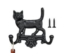 Generico Iron Cat and Dog Hooks - 6.3x6.1 Inches Wall Hooks | Cat Hook Creative Animal Hoôks | Exquisite Cats Hook Key Holder for Gardening Tools, Keys, Kitchen, Patio Organization