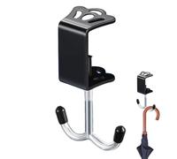 Generico Iron Double Hooks, Desk Bag Hanger, 4 Inches Adjustable Thickness Mount with Sturdy Under Table Storage, Multi Purpose Holder for Bags, Purses, Backpacks, Coats, Kitchen, Bathroom,