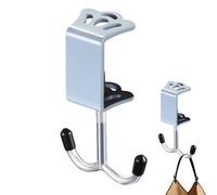 Generico Iron Double Hooks, Desk Bag Hanger, 4 Inches Adjustable Thickness Mount with Sturdy Under Table Storage, Multi Purpose Holder for Bags, Purses, Backpacks, Coats, Kitchen, Bathroom,