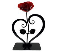 Generico Iron Red Metal Rose Sculpture - Iron Rose With Stand Wrought