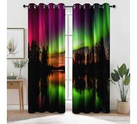 Generico Isolanti Tende 117 L x 138 A cm (2Pannelli), Onirico Aurora Riflesso Stampa Occhielli Oscuranti Tende per Camera Da Letto Casa Arredamento - Buio Facile da Pulire Lavabile