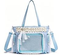 Generico Ita Bag Tasca Trasparente, Borsa A Mano/A Tracolla, Impreziosita Da Finiture In Pizzo E Applicazioni Di Perle, è La Scelta Perfetta Per Le Amanti Degli Anime E Per Le Ragazze. (Blu)