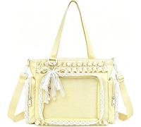 Generico Ita Bag Tasca Trasparente, Borsa A Mano/A Tracolla, Impreziosita Da Finiture In Pizzo E Applicazioni Di Perle, è La Scelta Perfetta Per Le Amanti Degli Anime E Per Le Ragazze. (Giallo)