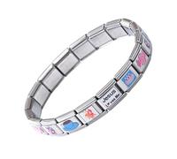 Generico Italian Modular Charm Bracelet, Handmade Stainless Steel Link Jewelry, Stylish Wrist Accessory for Girls, for Travel Camping Banquet Dating Daily Fashion Outfit Use