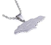 Generico Jamaica Map Stainless With City Steel Pendant Necklaces Jewellery Jamaican Map Jewelry for Men and Women (Model 2)