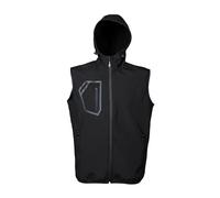 Generico James Ross Collections-Gilet Unisex STELVIO in Softshell Idrorepellente con Pile Antipilling Stampe Rinfrangenti e Cappuccio,BLACK-L