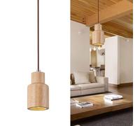 Generico Japanese Minimalist Solid Wood Pendant Lamp with Adjustable Cable - Walnut Lampshade for Bedroom and Kitchen(A-Solid wood)