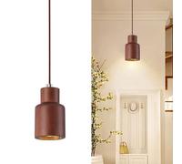 Generico Japanese Minimalist Solid Wood Pendant Lamp with Adjustable Cable - Walnut Lampshade for Bedroom and Kitchen(A-walnut)