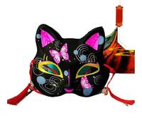 Generico Japanese Style Black Cat Full Face Mask - Plastic Cosplay Mask For Anime & Costume Props (Decorative Animal Mask Accessory)(G)
