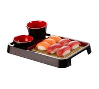 Generico Japanese Tray Set - Noodle Serving Plate with Drain Mat for Cold Dish Presentation | Rectangular Food Grade Base with Removable Slatted Rack for Somen Meals 3.07x2.28 in