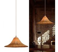 Generico Japanese Vintage Bamboo Woven Pendant Light Fixture, Adjustable 40 Inch E26/E27 Lamp for Home