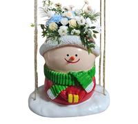 Generico Jardinière à Balançoire - Pot de Fleurs Bonhomme de Neige Résine | Pendentif Décoratif - Sourire Charmant, Décoration Jardin, Cour, Salon, Bureau, Espace de Travail