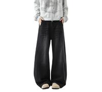 Generico Jeans Cargo Uomo-Jeans a Gamba Larga, Pantaloni Dritti e Comodi, Pantaloni Casual in Denim Lavato High Street