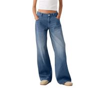 Generico Jeans Curvy Donna Jeans Donna Vita Alta Gamba Larga in Denim Resistente ma Elastico, Pantaloni Classici con Taglio Alto Modellante e Giusta Pantalone Vita Alta