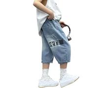 Generico Jeans da Bambino Ragazzo,vestibilità Normale con Vita Regolabile Pantaloncini e Bermuda Dritti in per Ragazzi Pantaloni Corti Estivi Elasticizzata Leggera Comfort Traspirante Elegante Corsa