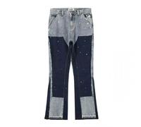 Generico Jeans Uomo Elasticizzati Slim Fit,Uomini E Donne con Lo Stesso High Street Splicing Ink Street Advanced Sense of Micro Flare Jeans