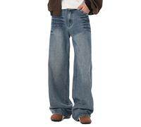 Generico Jeans Uomo Lavoro Lunghi Jeans da Uomo in Denim con Design Unico e Lavaggio Sbiadito per Un Comfort Quotidiano e Stile Casuale (Blue, XL)