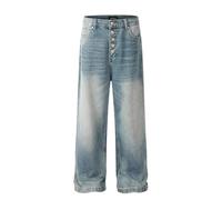 Generico Jeans Uomo,Pantaloni Cargo Uomo,Primavera e Autunno Tutti Gli Uomini e Le Donne retrò Vecchi Etero Versione Coreana Trend Boy Pantaloni Casual Pantaloni in Denim (Blue, XL)