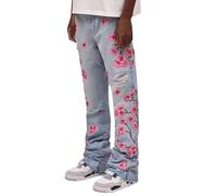 Generico Jeans Uomo Pantaloni Uomo Jeans Uomo Slim Fit Basic e Comodo Straight Leg con Ricami Streetwear, Denim Moda Urbana per Look Distinto e Contemporaneo