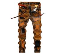 Generico Jeans Uomo Pantaloni Uomo Jeans Uomo Slim Fit Straight Leg Strappati con Carattere, Denim Casual per Uomo Che AMA Il Look Vissuto