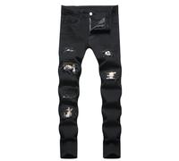Generico Jeans Uomo Strappati Drip Jeans Uomo Strappati Drip Jeans Bianchi Uomo Jeans Uomo con Elastico in Vita Jeans Elasticizzati Uomo Salopette Uomo Jeans Jeans Moto Uomo Jeans Neri Uomo