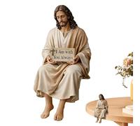 Generico Jesus Figurines - Religious Peaceful Resin Sculpture, Sitting Jesus Christ Statue Finish, 6cm 9.5cm Size Options + 150g Weight, Hand-Painted Polymer- For Office & Car