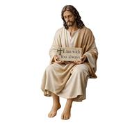 Generico Jesus Figurines - Religious Peaceful Resin Sculpture, Sitting Jesus Christ Statue Finish, 6cm 9.5cm Size Options + 150g Weight, Hand-Painted Polymer- For Office & Car