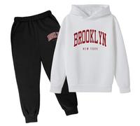 Generico Jogger Tuta Autunno Inverno Bambini Completo T Shirt Pantalone Ragazzi Felpa Con Cappuccio Jogging Set Tasche Top E Pantaloni Da Tute Sportive Bambina 2-14 Anni