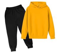 Generico Jogger Tuta Autunno Inverno Bambini Felpata Jogging Ginnastica Ragazzi Felpa E Pantaloni da Top+Pantalone per con Cappuccio Moda Manica Lunga Set di Felpe 3-15 Anni