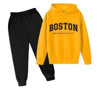 Generico Jogger Tuta Autunno Inverno Bambini Ragazzi Felpa con Cappuccio Set Casual Pullover Giacche E Pantaloni Tasca Primavera Sportiva Completo da per Ragazze