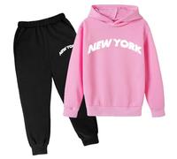 Generico Jogger Tuta Autunno Inverno Bambini Ragazzi Felpa Con Cappuccio Set Multi Colore Bambino Maniche Lunghe Girocollo Solid Color Cotone Completo Sportswear Di Felpe 3-15 Anni