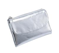 Generico Joyfullygo Wallet Unisex Pebble Leather Wallet Relevantk Womens Soft Small With Rfid Anti-Theft Protection Waterproof And Large Capacity (Linen Blue) (Silver)