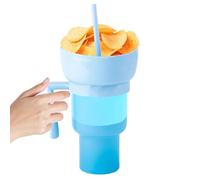 Generico Juice Cup, Snack Bowl, Travel Tumbler, Leakproof Straw Lid, Reusable Handle Design, Use Combo Container for Movie Night, Outdoor Picnic, Stadium, Theater, Home, Restaurant, Travel Events