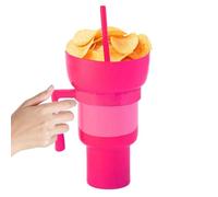 Generico Juice Cup, Snack Bowl, Travel Tumbler, Leakproof Straw Lid, Reusable Handle Design, Use Combo Container for Movie Night, Outdoor Picnic, Stadium, Theater, Home, Restaurant, Travel Events
