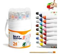 Generico Jumbo Twistable Washable Crayons, 12/24/36/48 Colors Silky Gel Crayons, Easy-to-Hold Large Crayon with Storage Box & Brush for Coloring Books, Arts & Crafts, Painting Enthusiasts (24 colors)