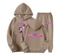 Generico K-P-O-P Hunters Tuta Ragazze 2-14 Anni Complete Felpa con Cappuccio e Pantaloni da Jogging Set da 2 Pezzi Anime Huntrix K Pop De-Mon H-Hunters Tracksuit Y2K per Bambino Regali Natale