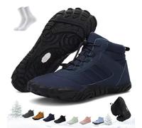 Generico Kasdava Master - Scarpe invernali antiscivolo e impermeabili a piedi nudi,scarponi da trekking unisex con punta larga,calzature esterno fodera calda suola caduta zero(Dark Blue,39 EU)
