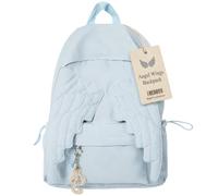 Generico Kawaii Angel Wings Backpack, Cute y2k Angel Backpack with Exclusive Moon Charm Lightweight and Durable (Blue)