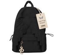 Generico Kawaii Angel Wings Backpack, Cute y2k Angel Backpack with Exclusive Moon Charm Lightweight and Durable (Black)